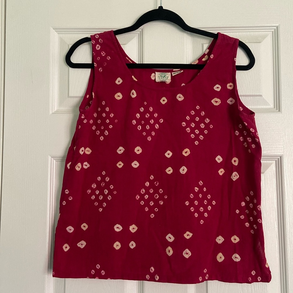 Red Cotton Print Sleeveless Top